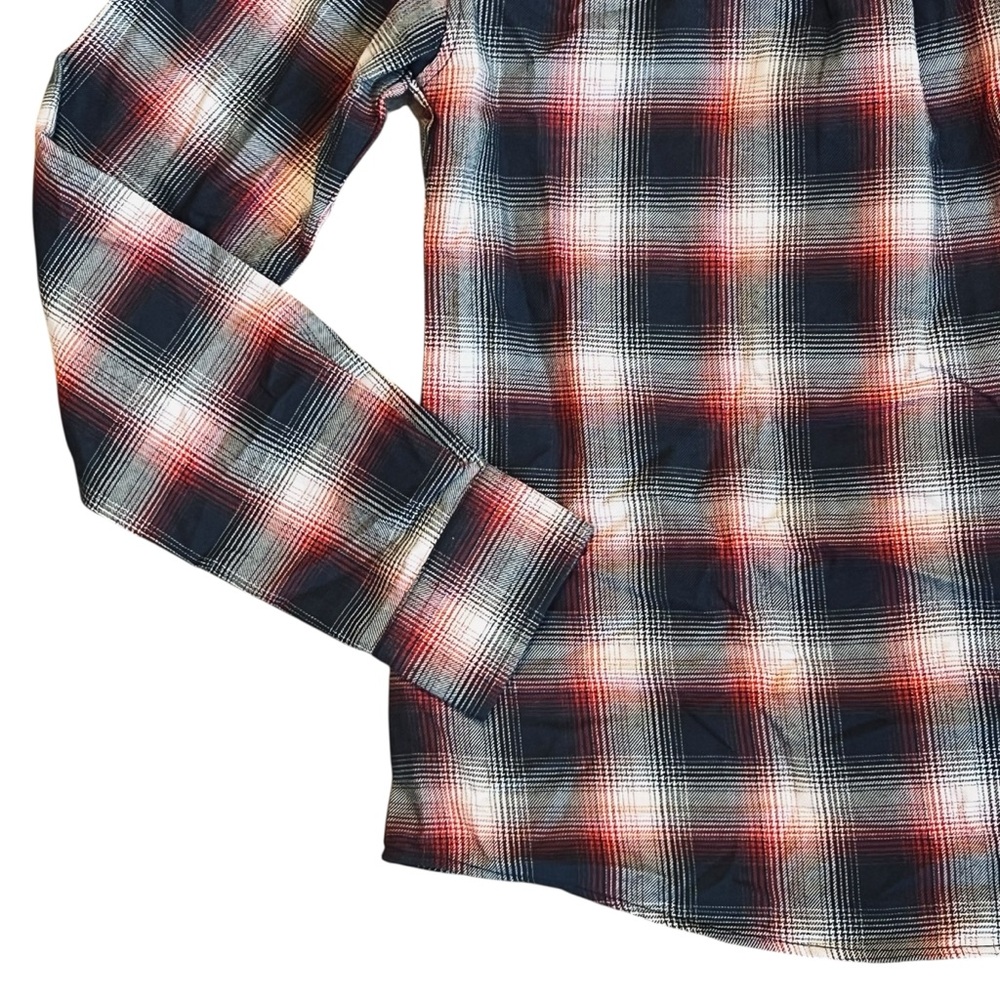 Dixxon Women’s Sz M Red Black Plaid Flannel Button Front Shirt Equalizer Casual - Picture 9 of 14